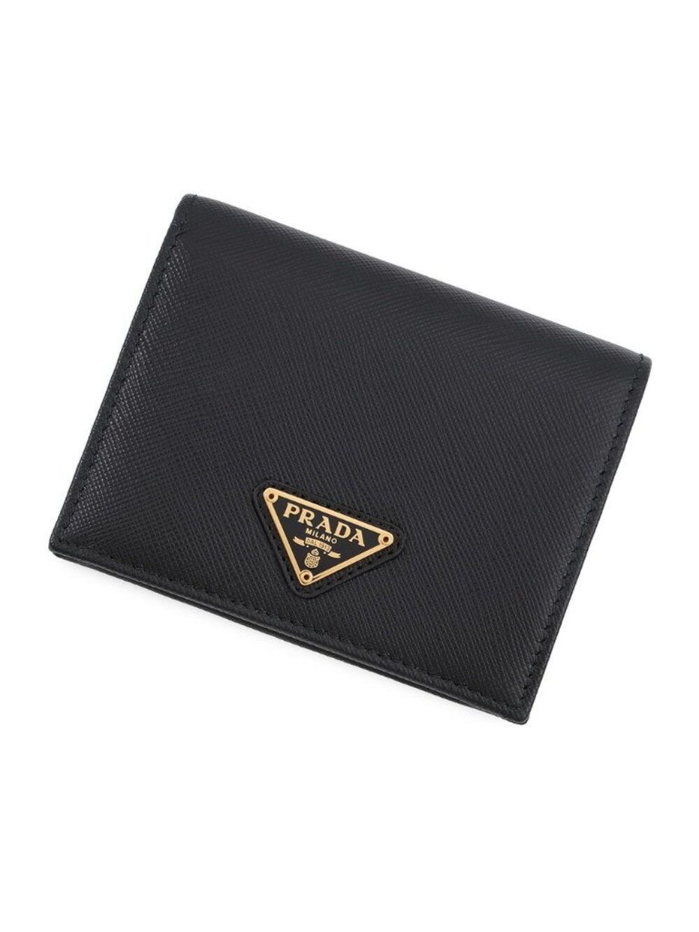 Prada Wallet Saffiano Leather Triangle Logo Black